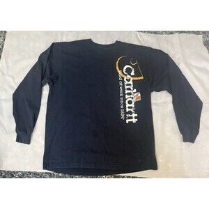 Carhartt Long Sleeve Graphic T-Shirt Navy Hard At Work Men’s Large